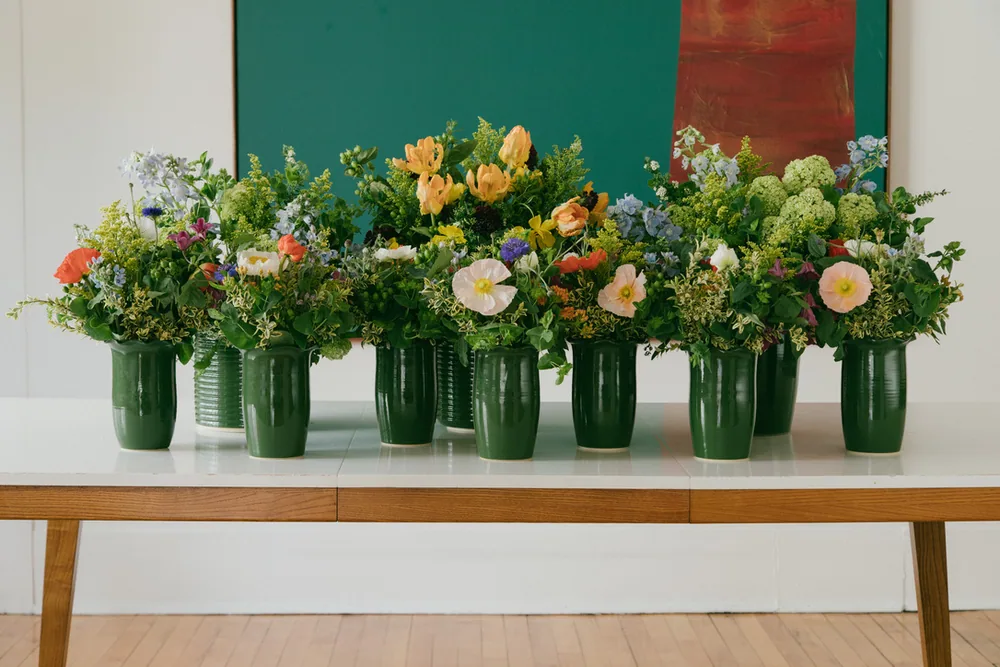 A soft arrangement of poppies and ranunculus